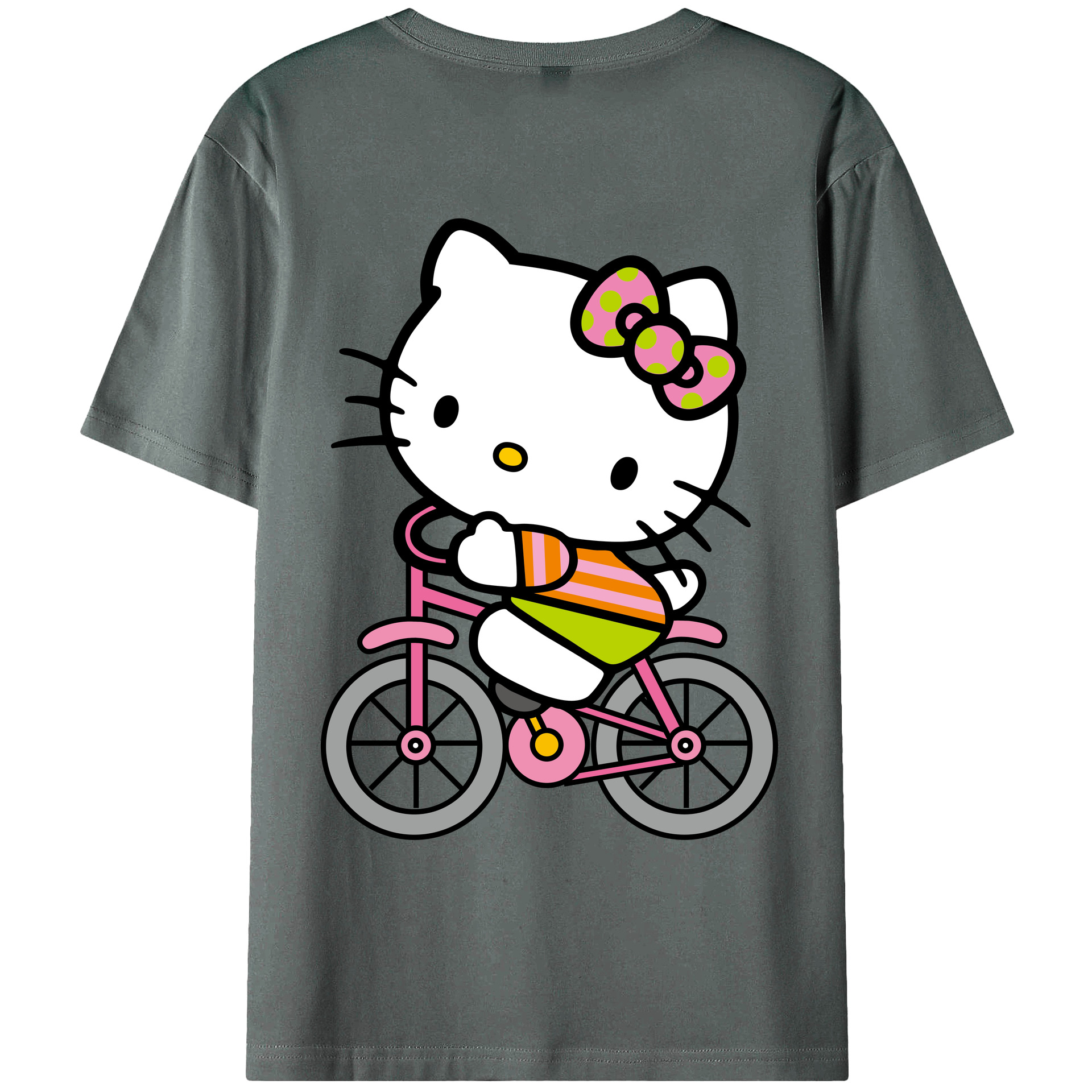 （画像用） Hello Kitty ハローキティ 綿100％ メンズ半袖Tシャツ（バックプリント） 通気性